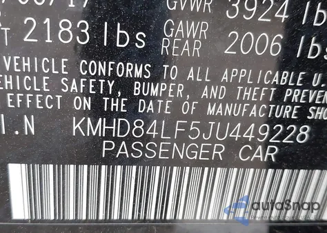 2018 Hyundai Elantra Limited z USA, uszkodzony, nr VIN KMHD84LF5JU449228